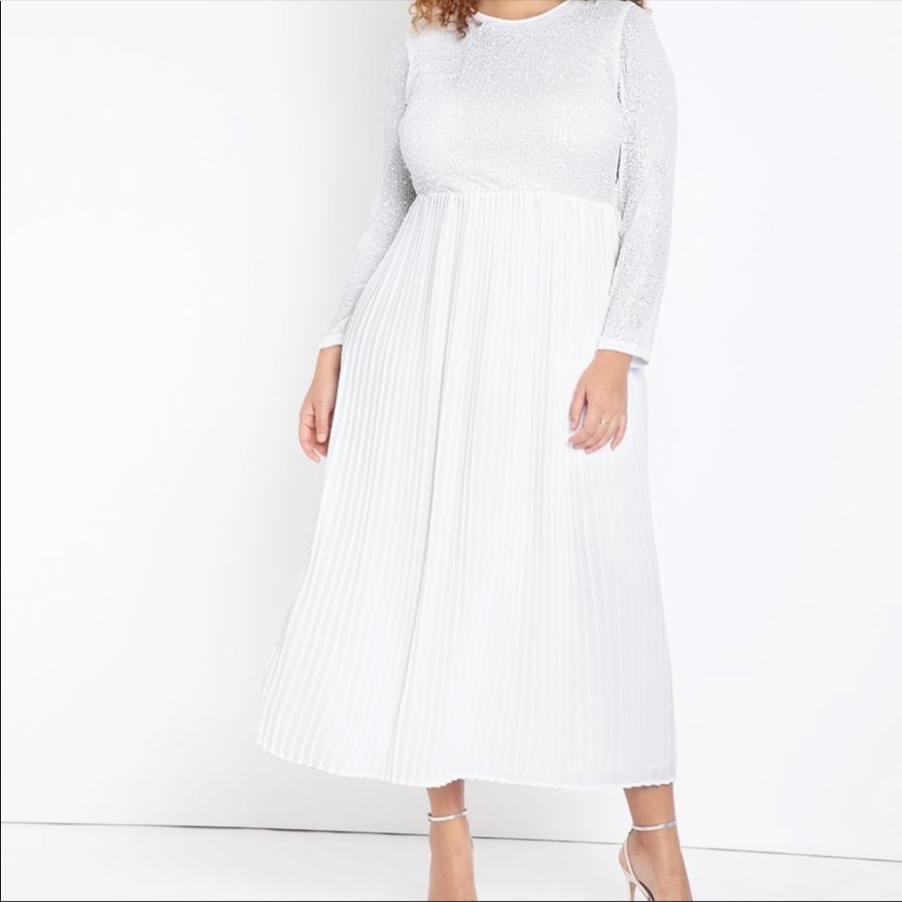 Eloquii white sequin pleated dress size 18